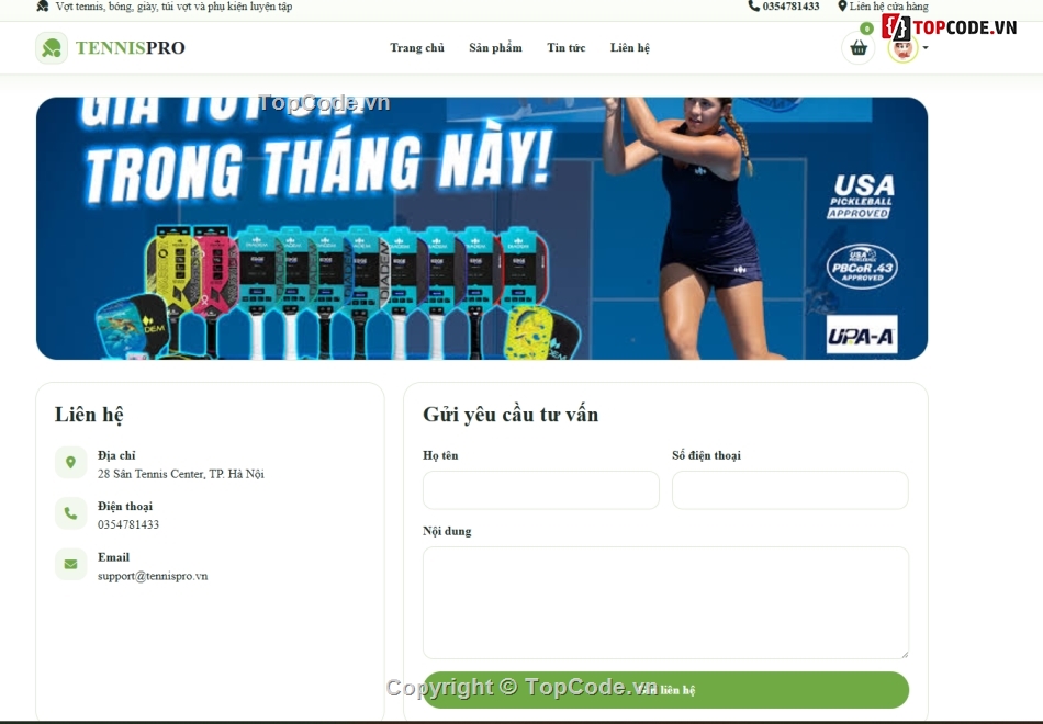 thể thao,Website bán đồ thể thao,tennis